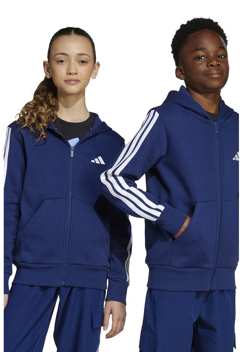 ADIDAS SPORTSWEAR Hanorac cu buzunare oblice si fermoar - Alb/Albastru inchis