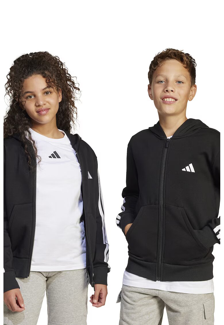 ADIDAS SPORTSWEAR Hanorac cu buzunare oblice si fermoar - Alb/Negru