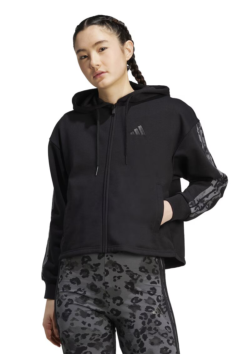 ADIDAS SPORTSWEAR Hanorac cu fermoar si doua buzunare - Negru/Gri