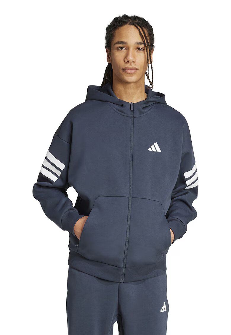 ADIDAS SPORTSWEAR Hanorac cu fermoar si maneci cazute Future Icons - Alb/Bleumarin