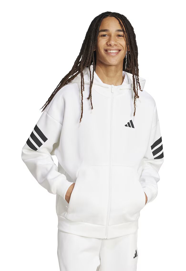 ADIDAS SPORTSWEAR Hanorac cu fermoar si maneci cazute Future Icons - Negru/Alb optic