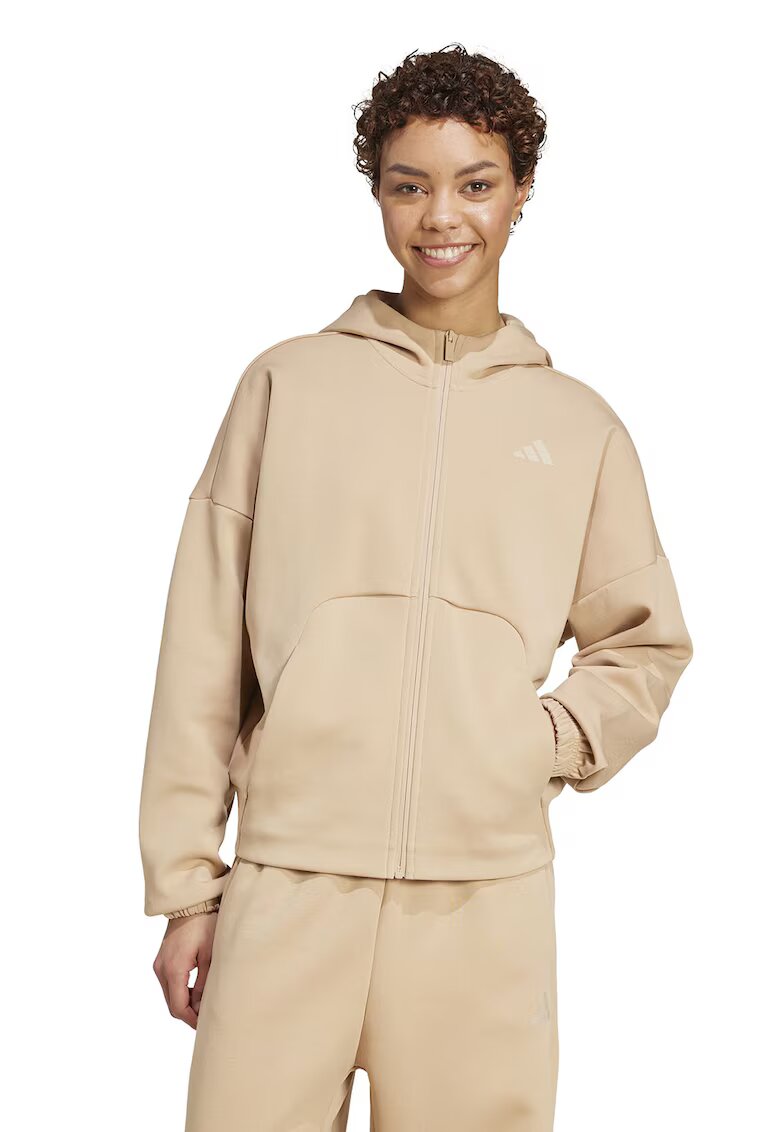 ADIDAS SPORTSWEAR Hanorac cu fermoar si maneci cazute - Maro camel