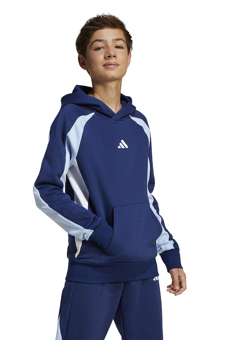 ADIDAS SPORTSWEAR Hanorac cu logo si buzunar kangaroo - Albastru inchis/Alb optic/Albastru glaciar