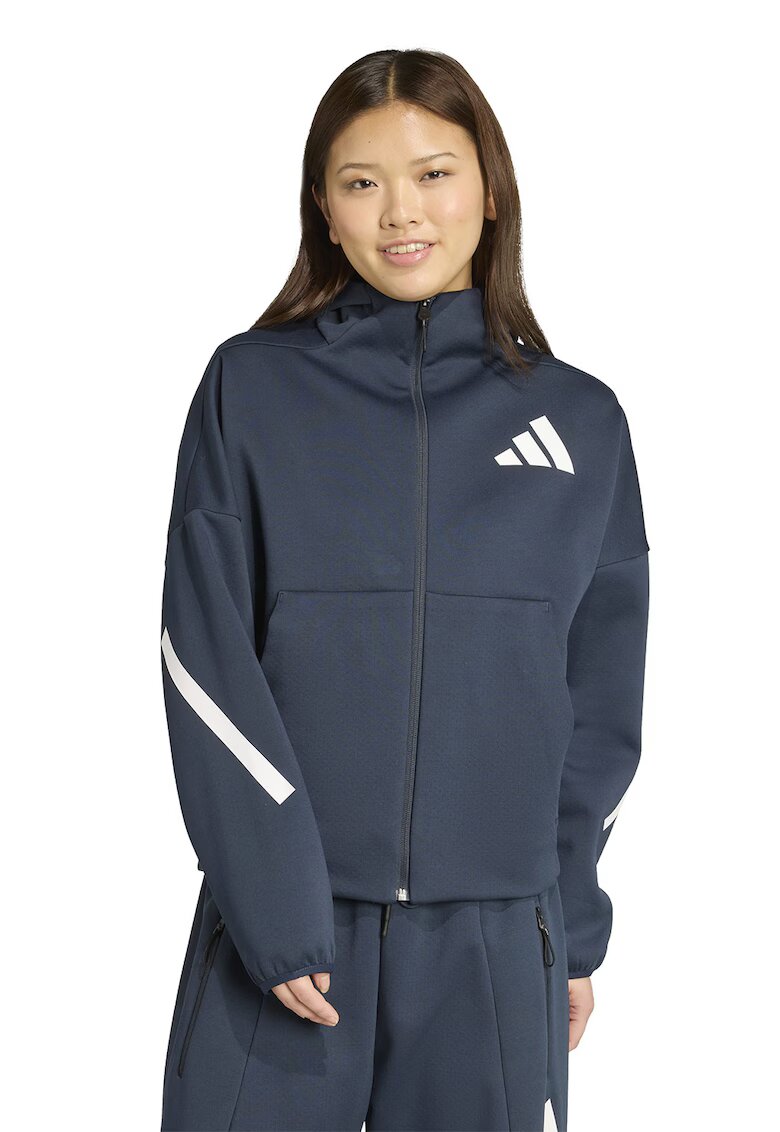 ADIDAS SPORTSWEAR Hanorac cu maneci cazute si buzunare oblice Z.N.E. - Alb/Bleumarin
