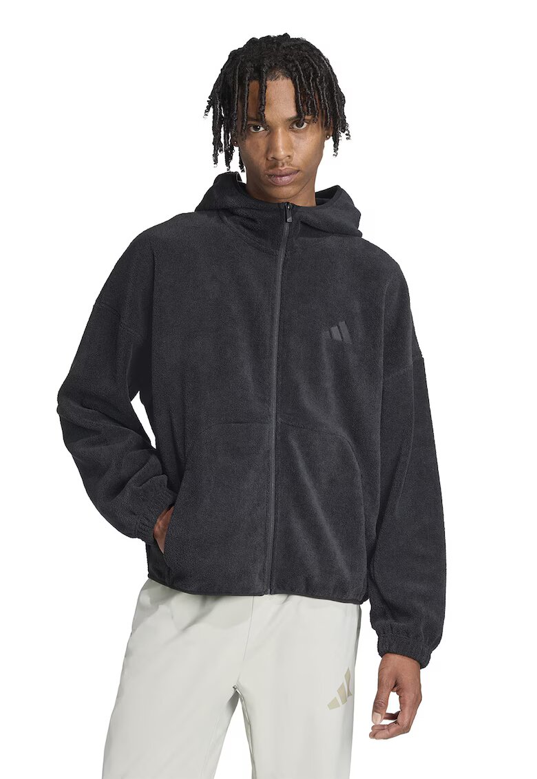 ADIDAS SPORTSWEAR Hanorac de plus cu buzunare laterale - Negru stins