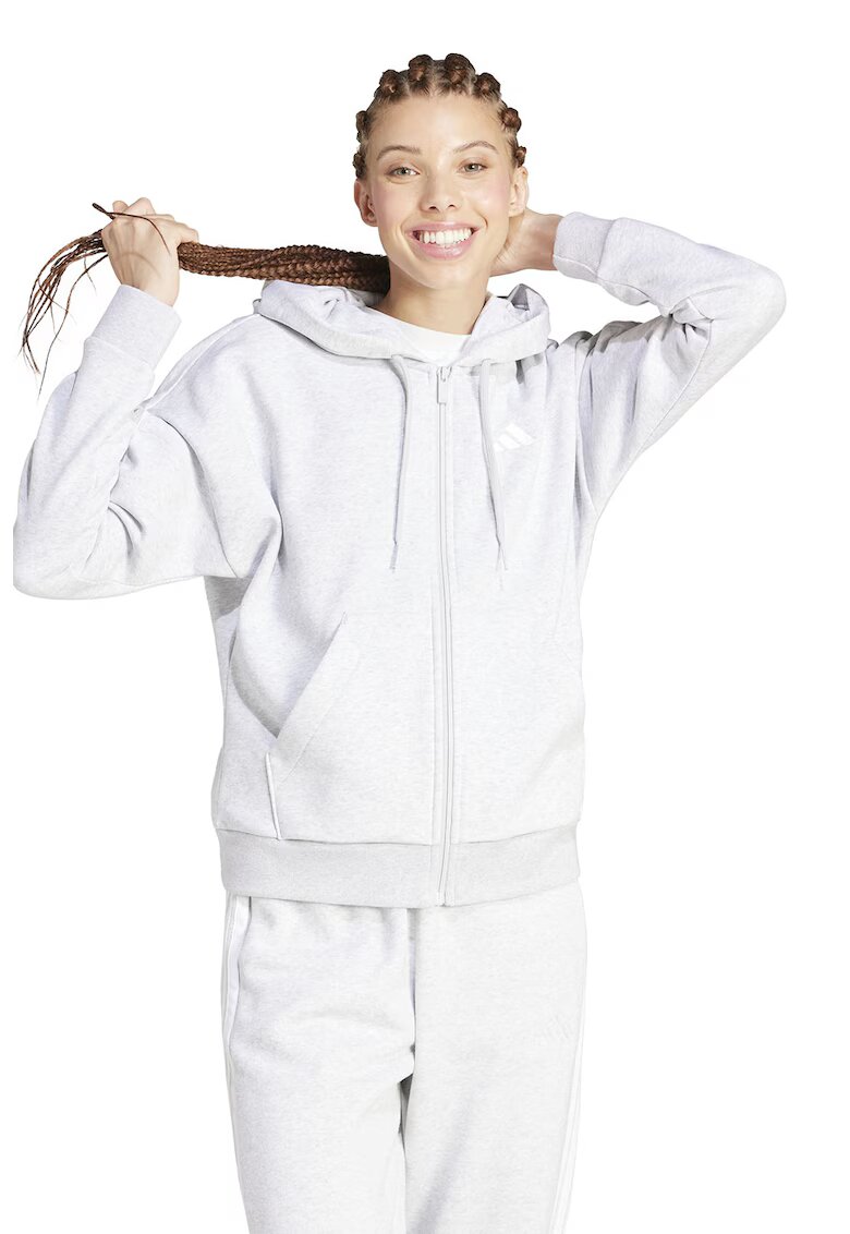 ADIDAS SPORTSWEAR Hanorac din amestec de bumbac cu fermoar - Alb/Gri deschis