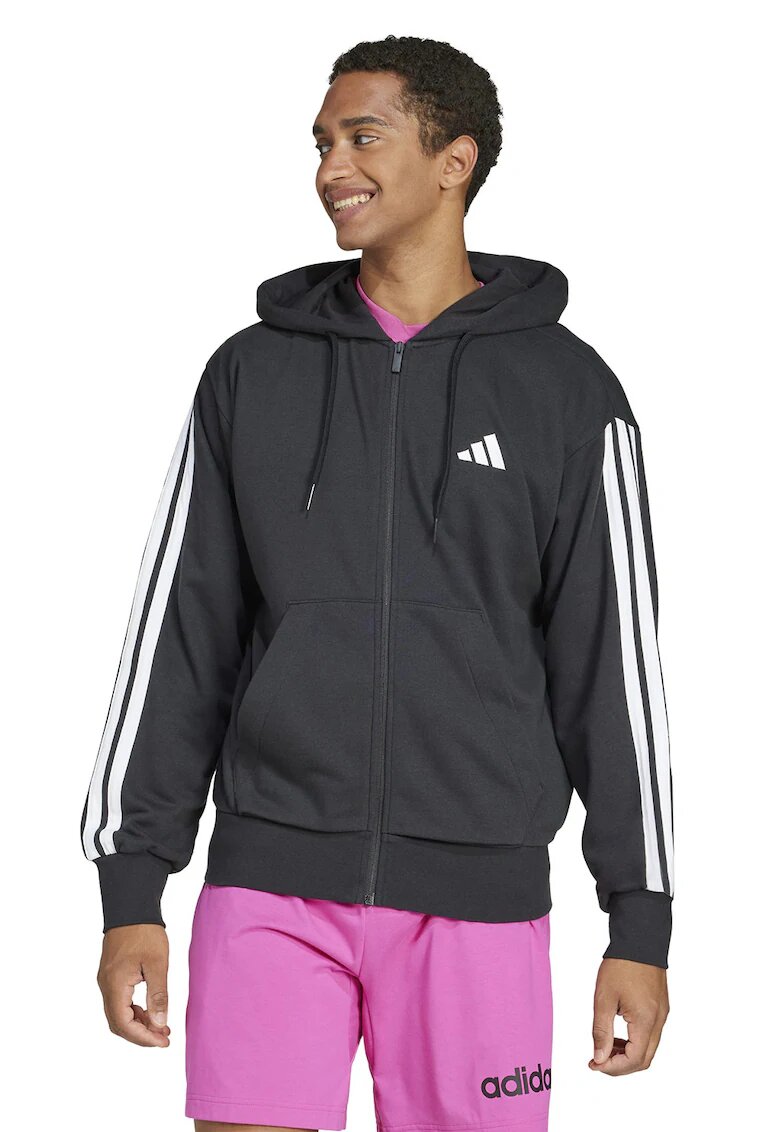 ADIDAS SPORTSWEAR Hanorac din amestec de bumbac cu fermoar - Alb/Negru