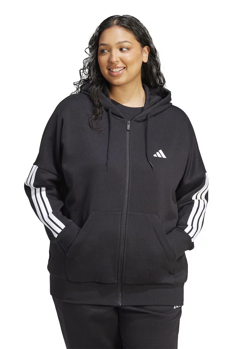 ADIDAS SPORTSWEAR Hanorac din amestec de bumbac cu fermoar - Alb/Negru