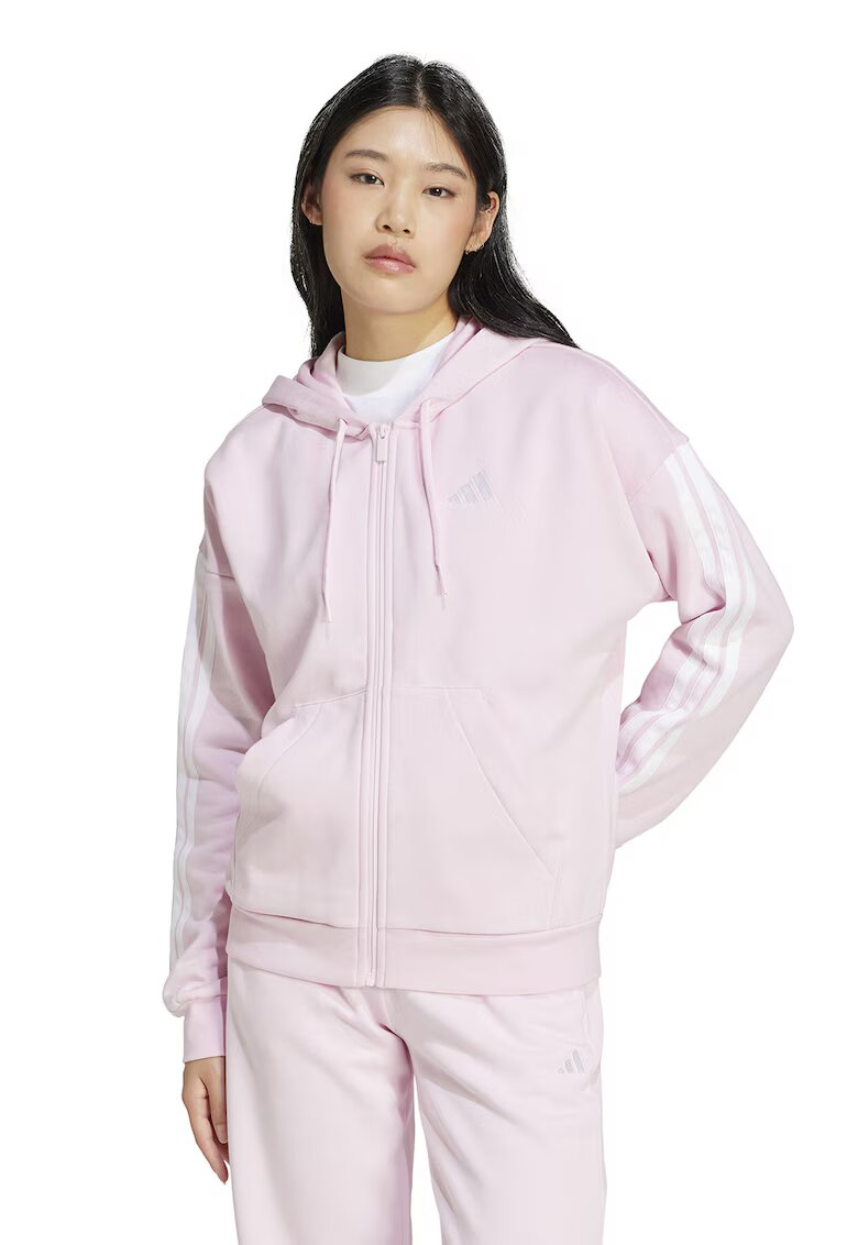 ADIDAS SPORTSWEAR Hanorac din amestec de bumbac cu fermoar - Alb/Roz pal
