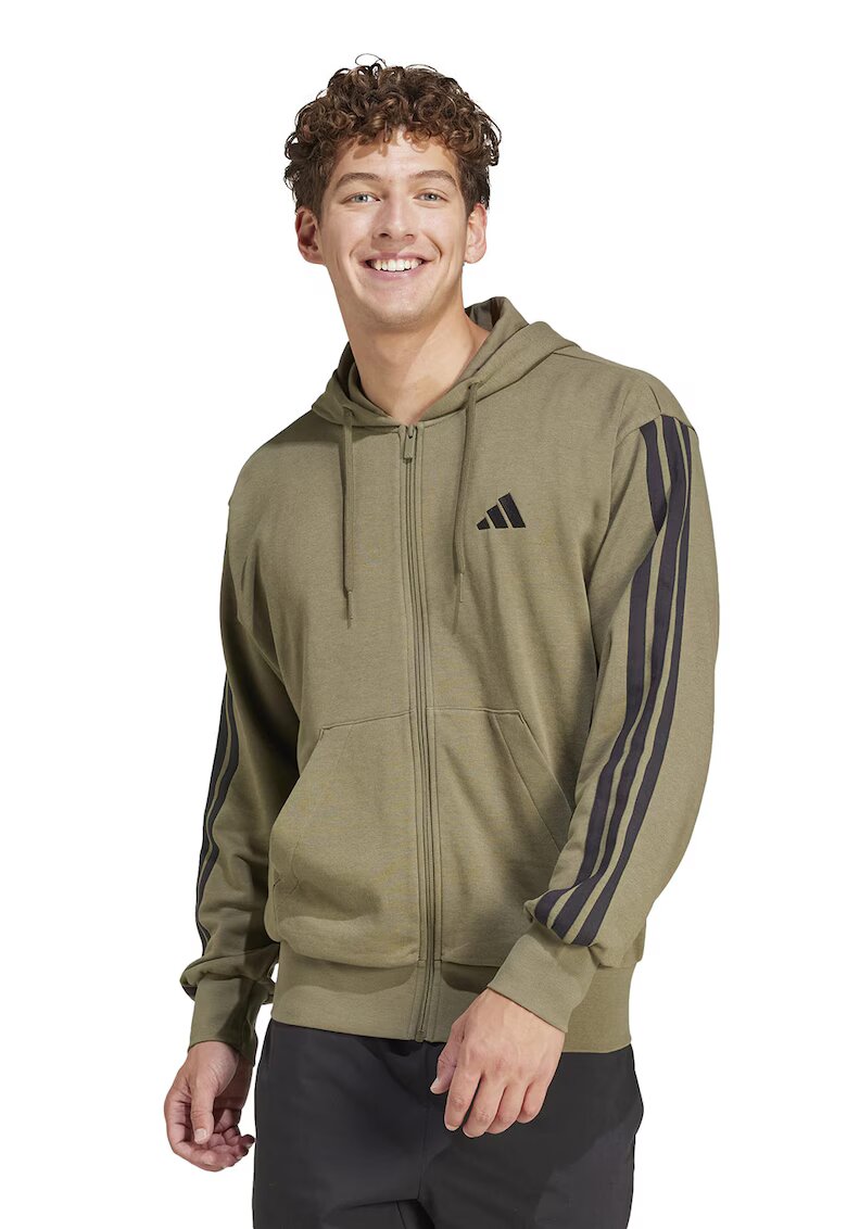 ADIDAS SPORTSWEAR Hanorac din amestec de bumbac cu fermoar - Negru/Kaki