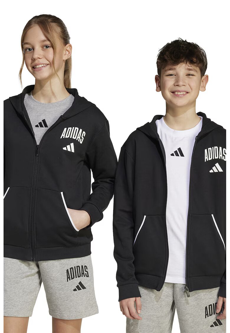 ADIDAS SPORTSWEAR Hanorac din amestec de bumbac cu logo - Alb/Negru stins