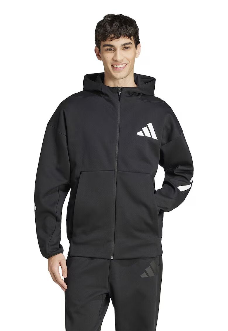 ADIDAS SPORTSWEAR Hanorac lejer cu fermoar Z.N.E. - Alb/Negru