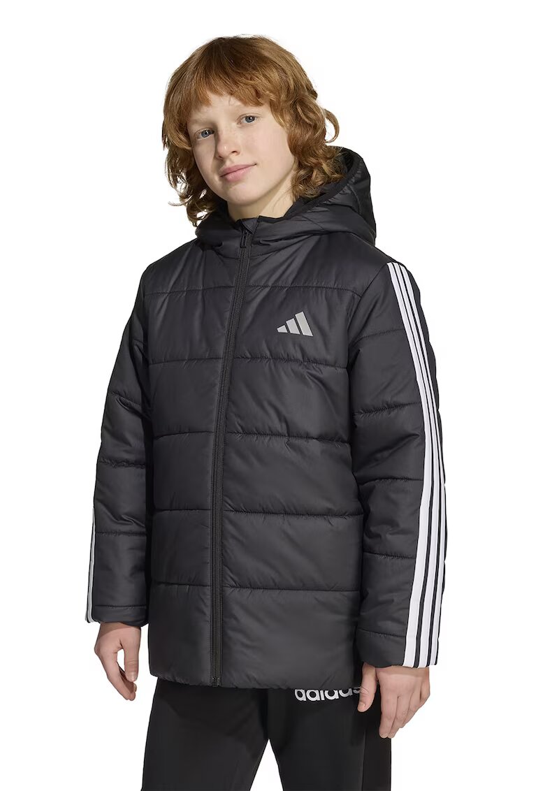 ADIDAS SPORTSWEAR Jacheta cu gluga si aspect matlasat - Negru/Alb optic