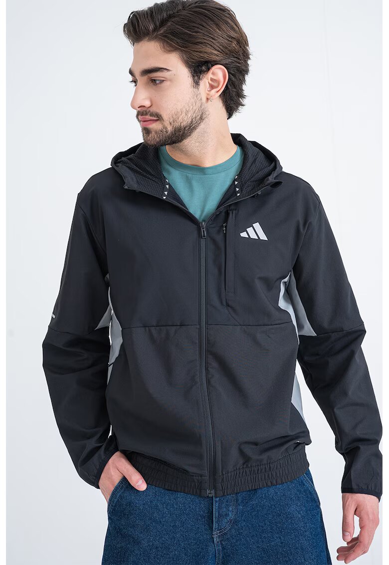 ADIDAS SPORTSWEAR Jacheta cu gluga si buzunare cu fermoar - Negru/Gri