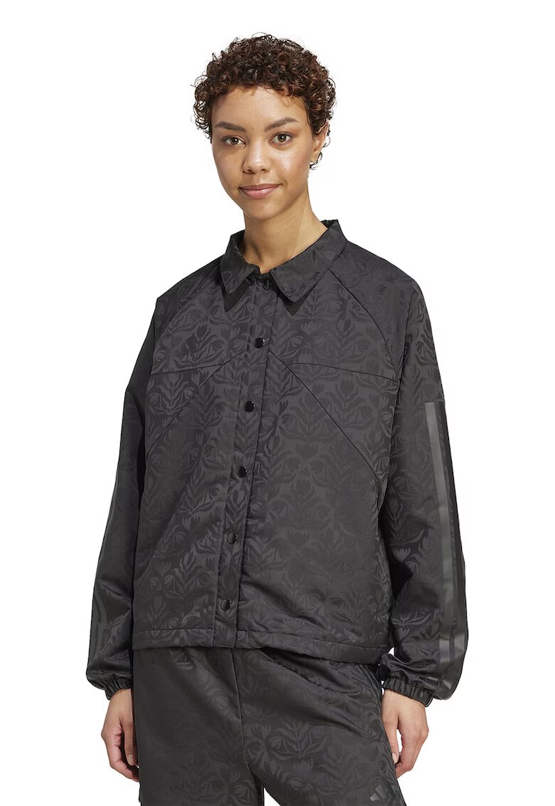 ADIDAS SPORTSWEAR Jacheta cu model si capse - Negru stins/Verde pal/Alb optic