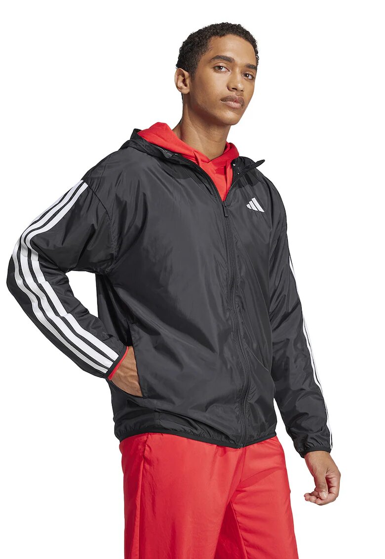 ADIDAS SPORTSWEAR Jacheta relaxed fit cu benzi logo - Alb/Negru stins