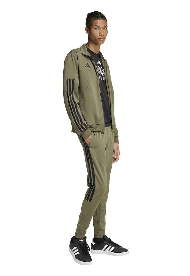 ADIDAS SPORTSWEAR Pantaloni conici de trening cu imprimeu logo Tiro - Negru/Verde masliniu