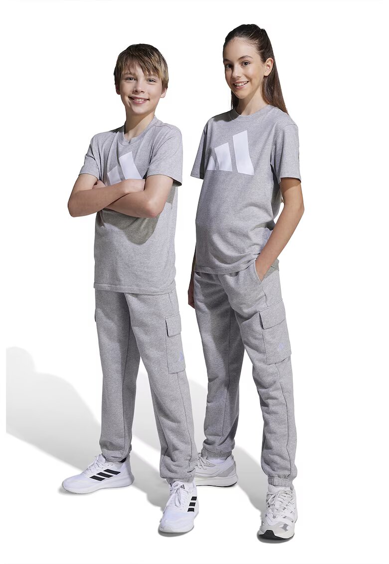 ADIDAS SPORTSWEAR Pantaloni de trening cargo cu snur de ajustare in talie - Alb/Gri melange