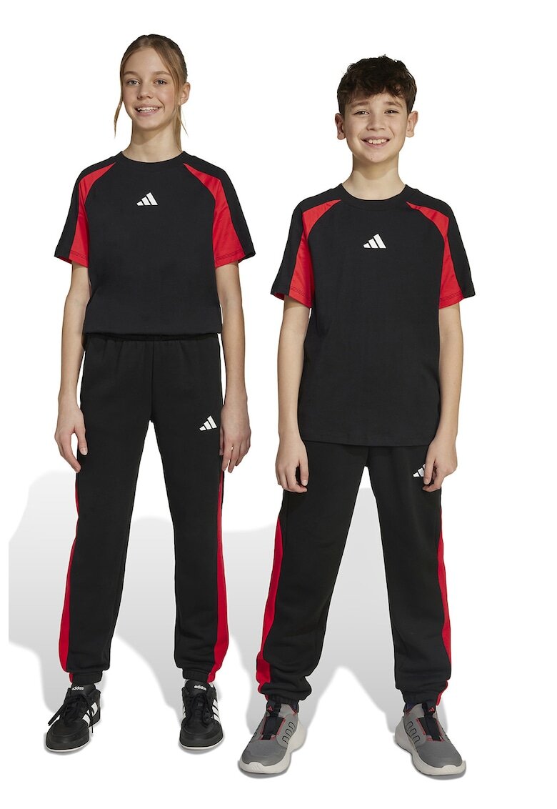 ADIDAS SPORTSWEAR Pantaloni de trening cu insertii contrastante - Rosu/Negru
