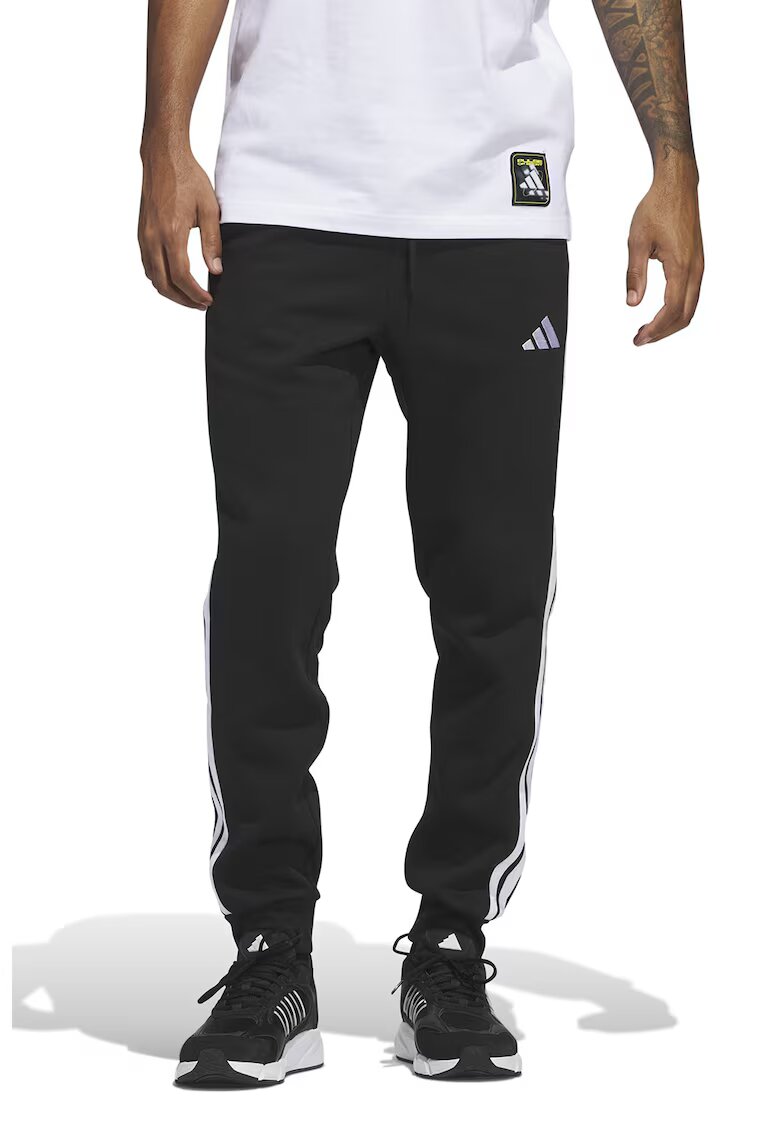 ADIDAS SPORTSWEAR Pantaloni de trening cu logo si snur de ajustare - Alb/Negru