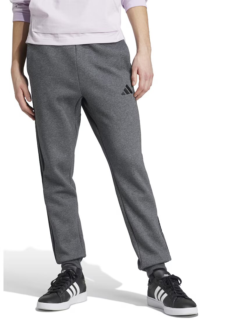 ADIDAS SPORTSWEAR Pantaloni de trening cu logo si snur de ajustare - Negru/Gri inchis melange