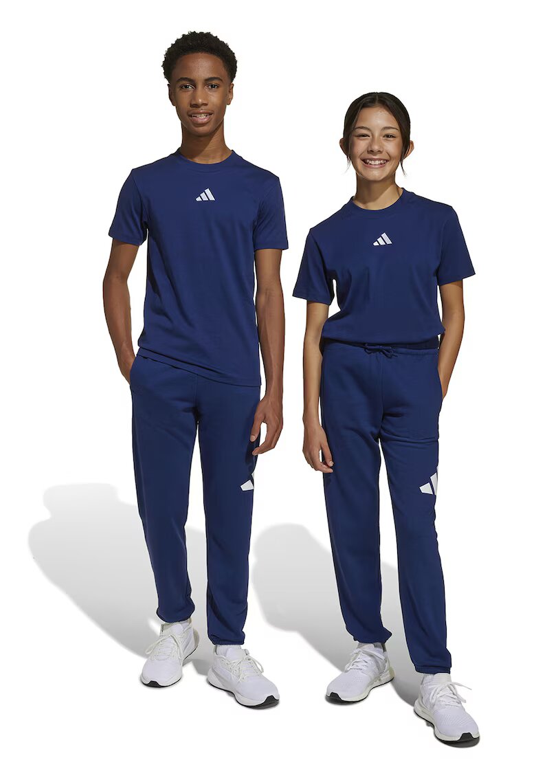 ADIDAS SPORTSWEAR Pantaloni de trening cu logo si snur in talie Essentials - Alb/Albastru inchis