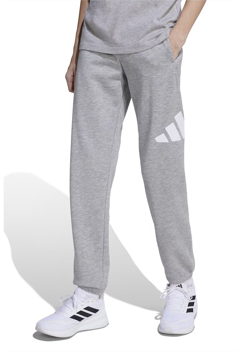 ADIDAS SPORTSWEAR Pantaloni de trening cu logo si snur in talie Essentials - Alb/Gri melange