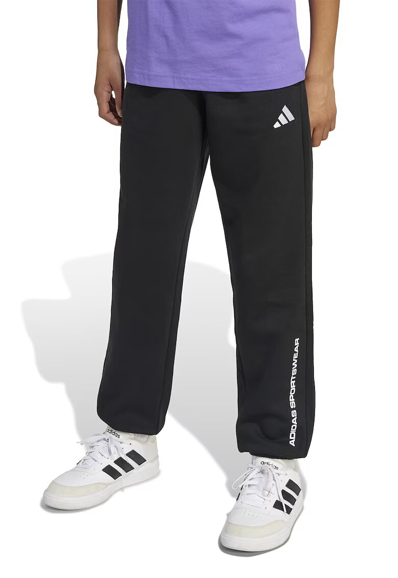 ADIDAS SPORTSWEAR Pantaloni de trening cu logo si snur - Negru