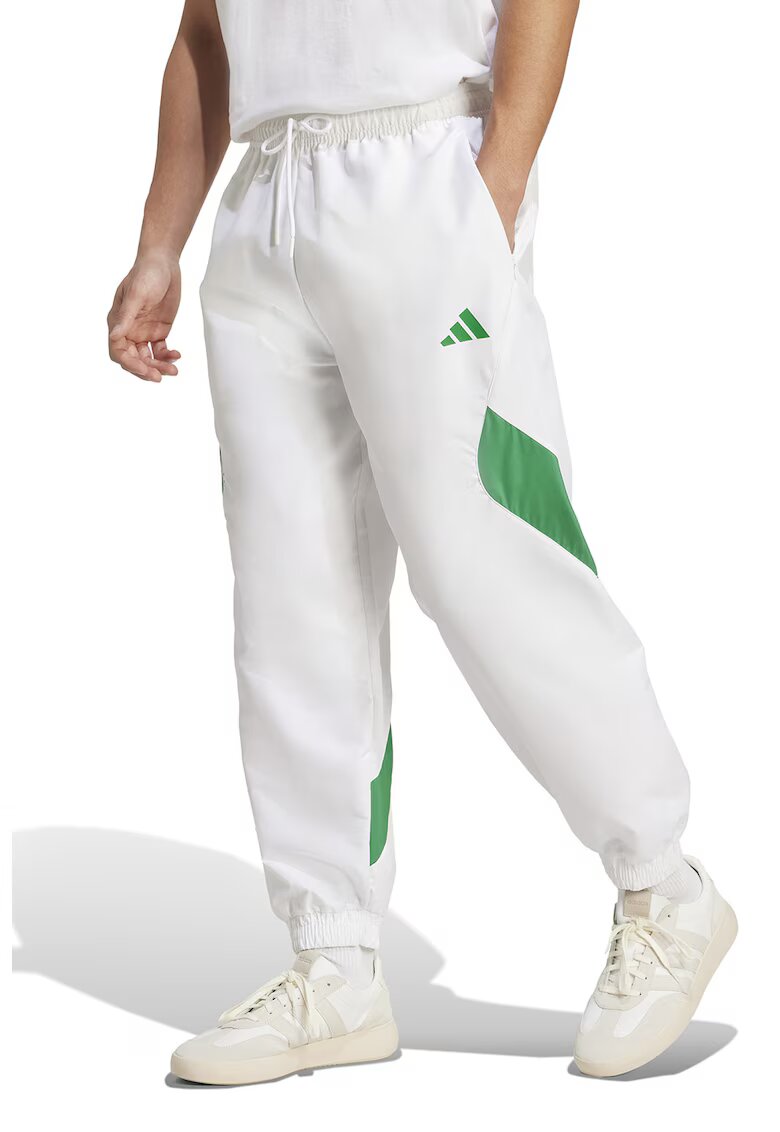 ADIDAS SPORTSWEAR Pantaloni de trening cu model colorblock si snur de ajustare - Verde/Alb optic