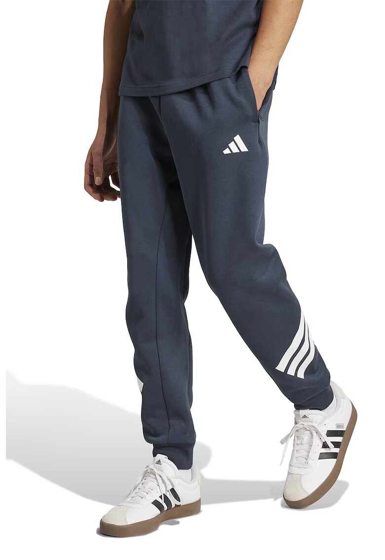 ADIDAS SPORTSWEAR Pantaloni de trening din amestec de bumbac cu logo - Alb/Bleumarin