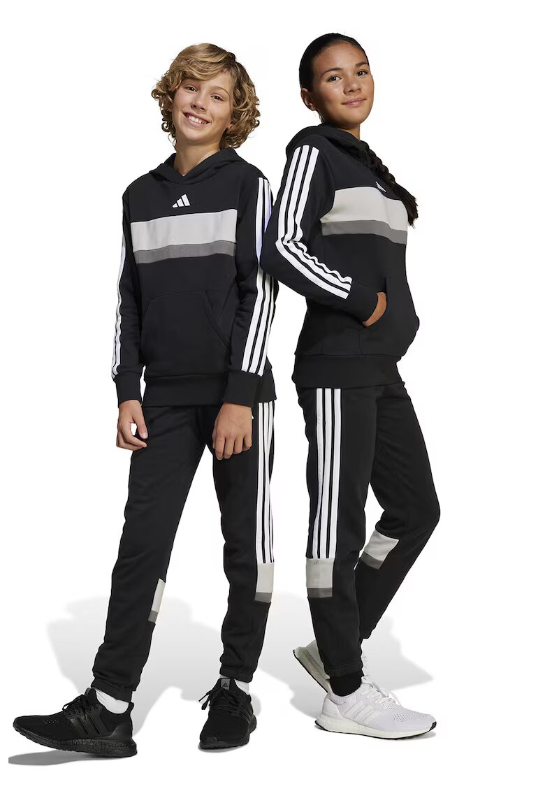 ADIDAS SPORTSWEAR Pantaloni de trening din amestec de bumbac cu logo - Alb/Negru/Gri