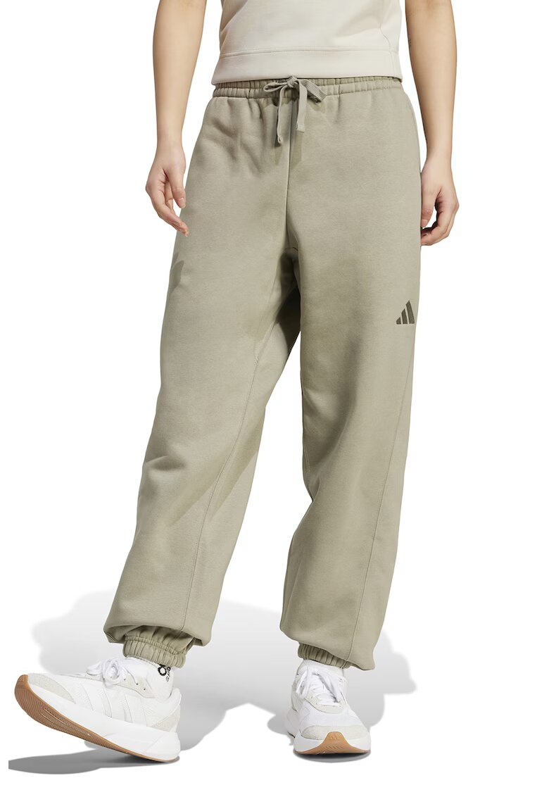 ADIDAS SPORTSWEAR Pantaloni de trening din amestec de bumbac cu logo - Maro taupe deschis