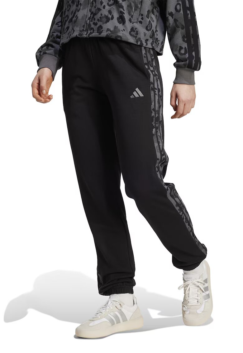 ADIDAS SPORTSWEAR Pantaloni de trening din amestec de bumbac cu logo - Negru/Gri inchis