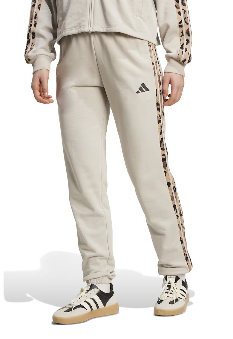ADIDAS SPORTSWEAR Pantaloni de trening din amestec de bumbac cu logo - Negru/Maro nisip/Bej deschis