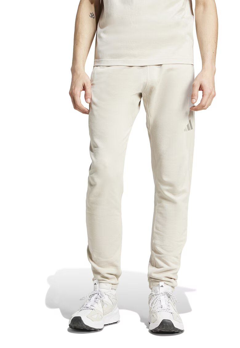 ADIDAS SPORTSWEAR Pantaloni de trening din bumbac cu snur in talie - Alb murdar