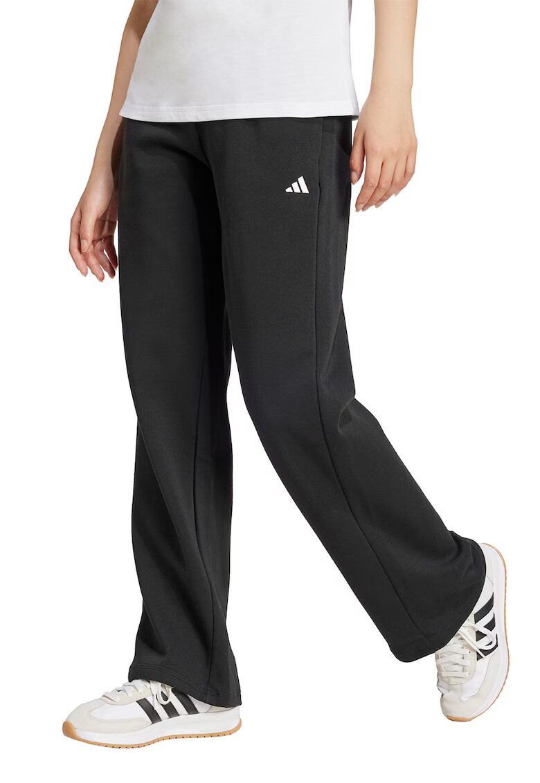 ADIDAS SPORTSWEAR Pantaloni de trening drepti cu un snur in talie Essentials - Negru/Alb optic