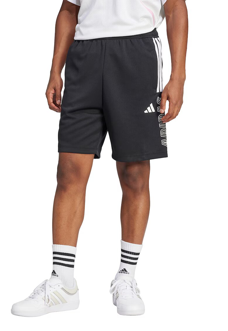 ADIDAS SPORTSWEAR Pantaloni scurti cu imprimeu logo Tiro - Negru stins/Alb optic