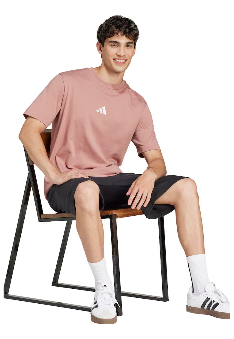 ADIDAS SPORTSWEAR Pantaloni scurti din amestec de bumbac cu imprimeu logo - Alb/Negru