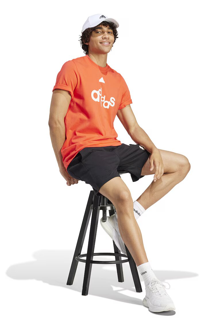 ADIDAS SPORTSWEAR Pantaloni scurti din bumbac cu banda elastica in talie - Alb/Negru