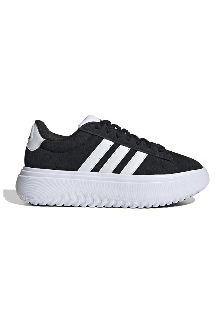 ADIDAS SPORTSWEAR Pantofi sport flatform de piele intoarsa Grand Court - Negru/Alb optic