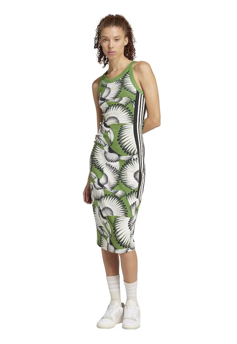 ADIDAS SPORTSWEAR Rochie midi cambrata FARM - Alb/Verde