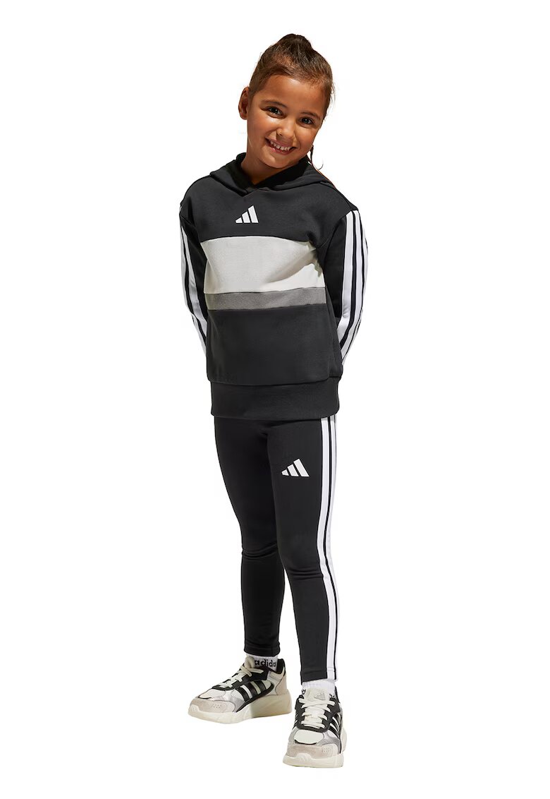 ADIDAS SPORTSWEAR Set de colanti si hanorac cu logo - Negru/Gri deschis/Alb murdar