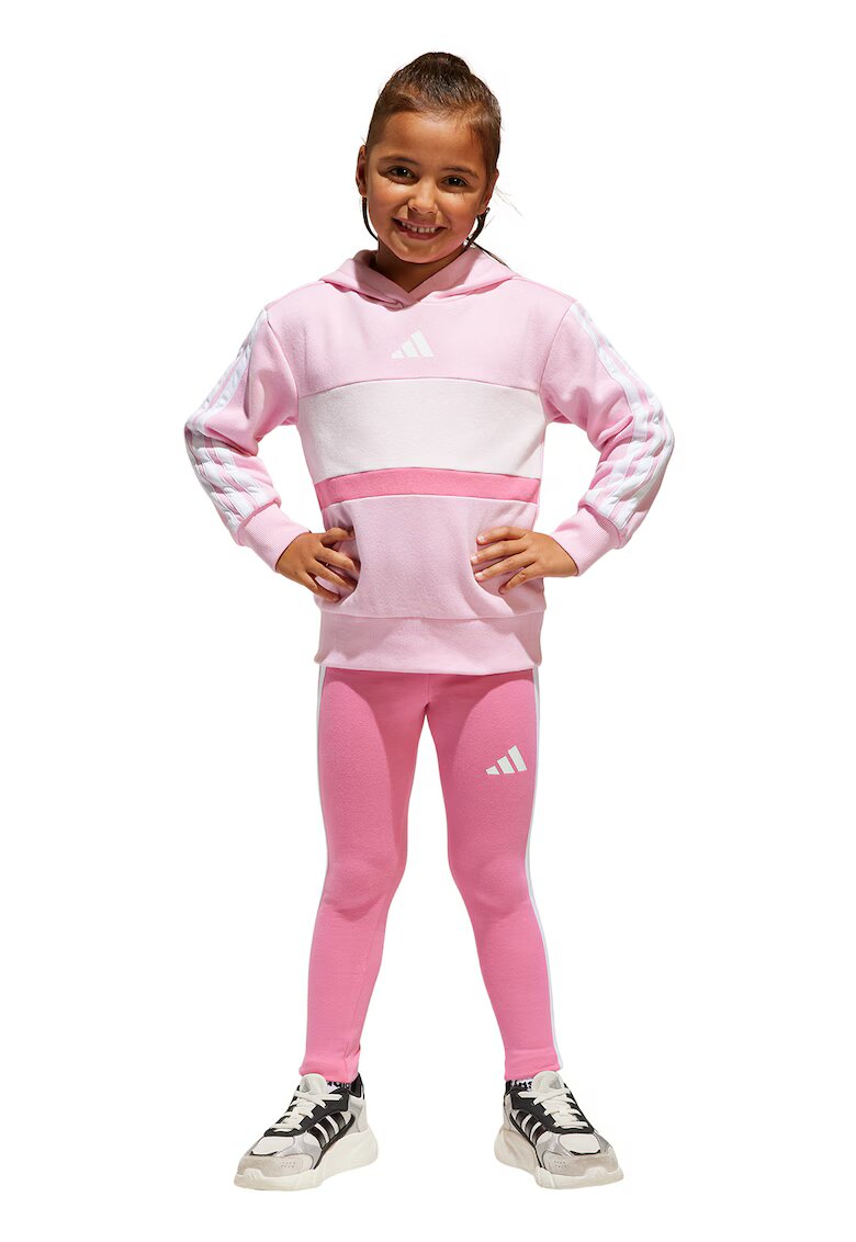 ADIDAS SPORTSWEAR Set de colanti si hanorac cu logo - Roz pastel/Alb optic