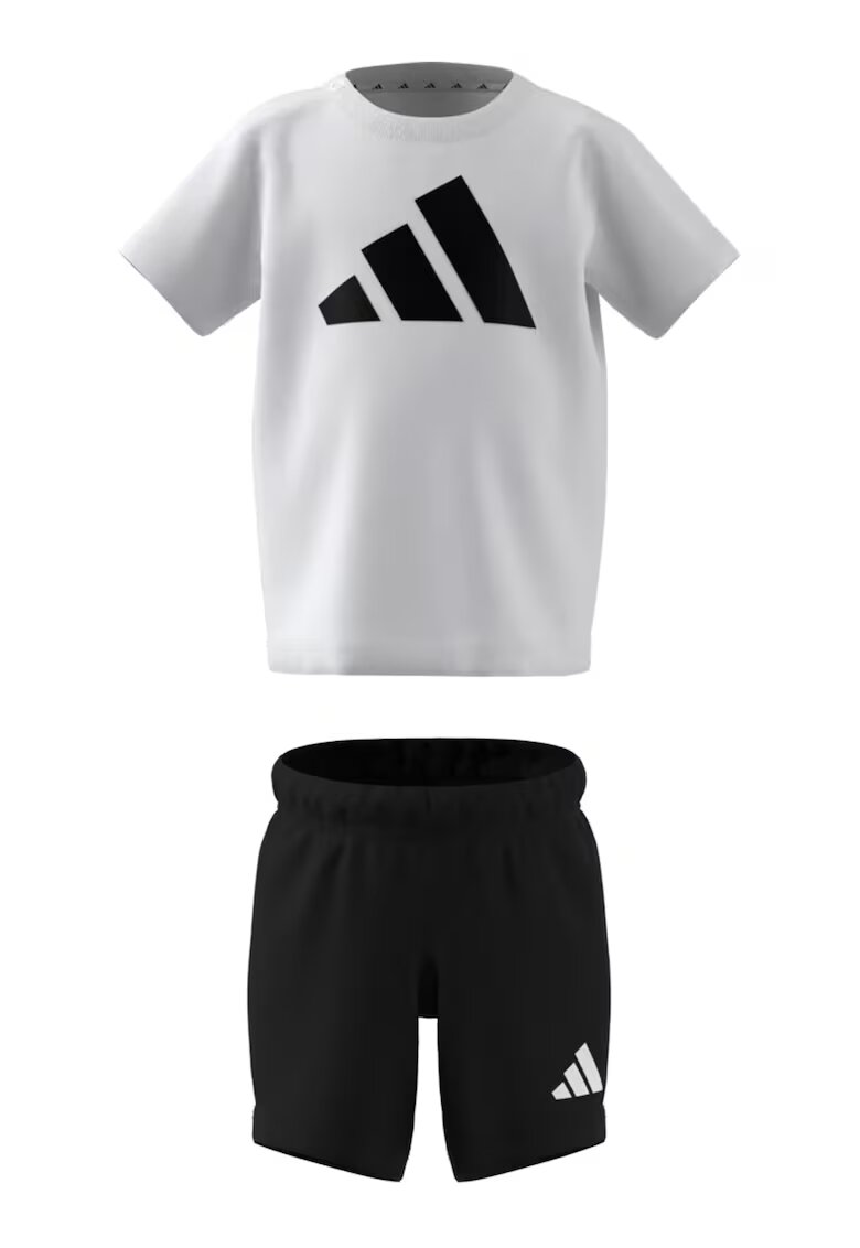 ADIDAS SPORTSWEAR Set de pantaloni scurti si tricou cu imprimeu logo - Alb/Negru