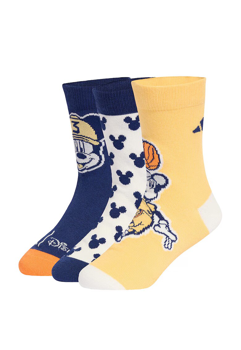 ADIDAS SPORTSWEAR Set de sosete Mickey Mouse - 3 perechi - Galben pal/Alb murdar/Bleumarin