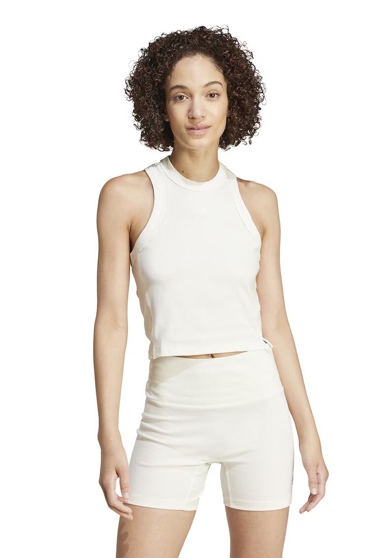 ADIDAS SPORTSWEAR Top crop cu decolteu la baza gatului - Alb murdar