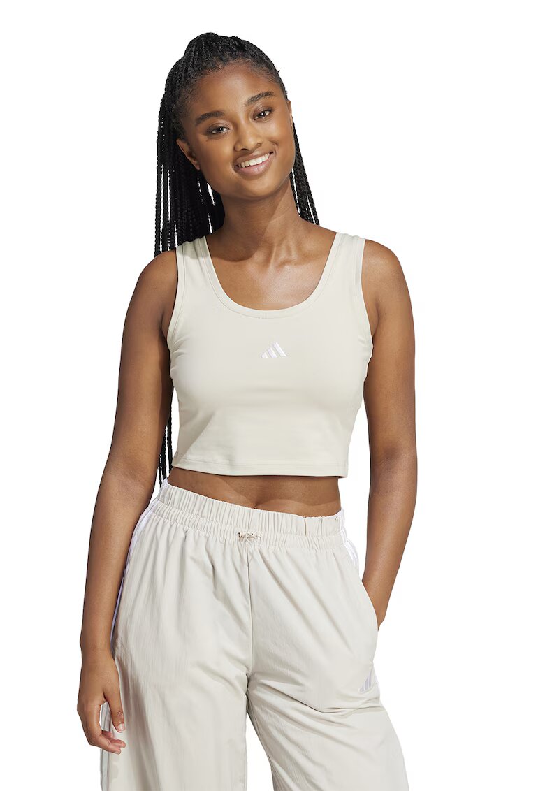 ADIDAS SPORTSWEAR Top crop cu detaliu logo - Alb fildes