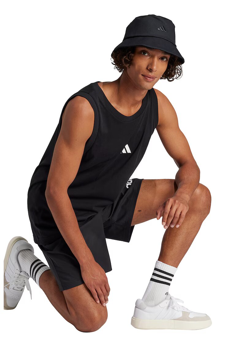 ADIDAS SPORTSWEAR Top cu decolteu rotund si logo - Alb/Negru