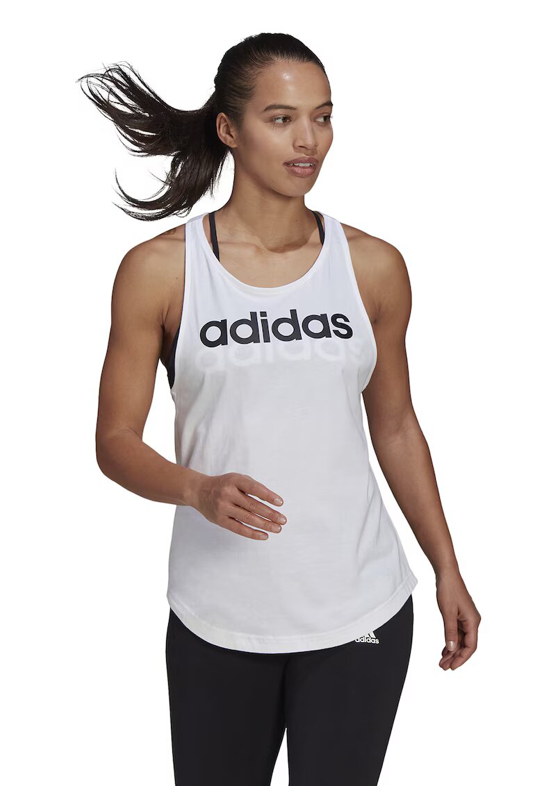 ADIDAS SPORTSWEAR Top cu imprimeu logo Essentials - Alb/Negru