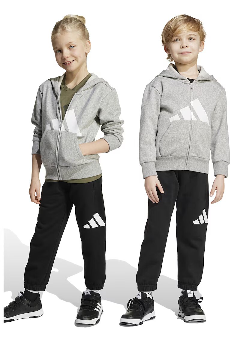 ADIDAS SPORTSWEAR Trening cu fermoar si gluga - Negru/Gri deschis melange